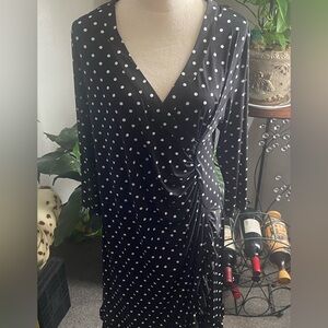 Haute Today Black and White Polka Dot Dress Size L